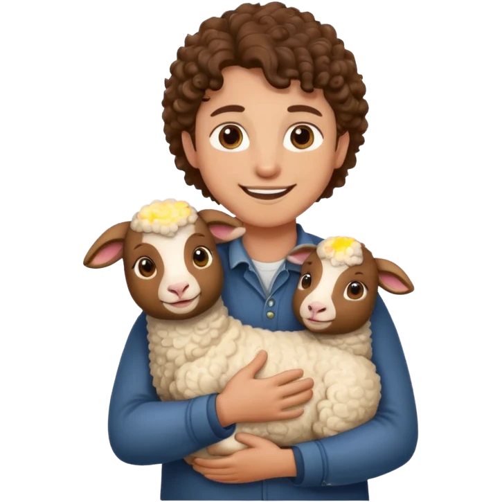 ["Medium-skin shepherd with curly brown hair, holding a lamb."] emoji