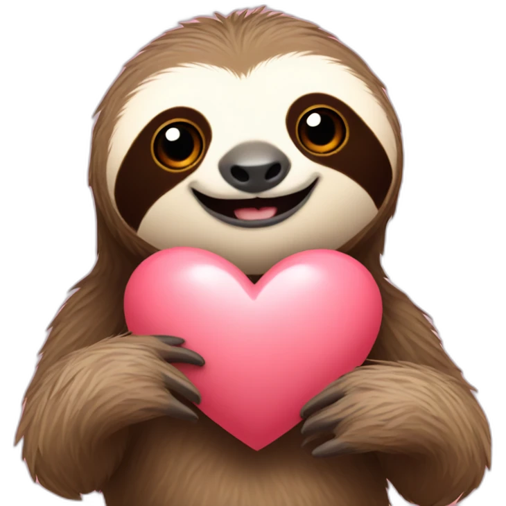 sloth on the background of a heart emoji