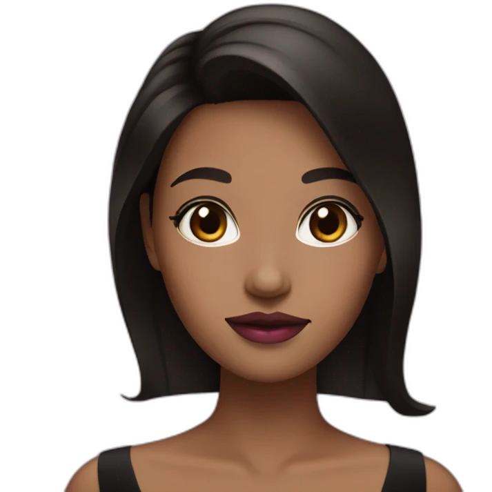 Girl with dark brown hair pink lipstick and black dress emoji