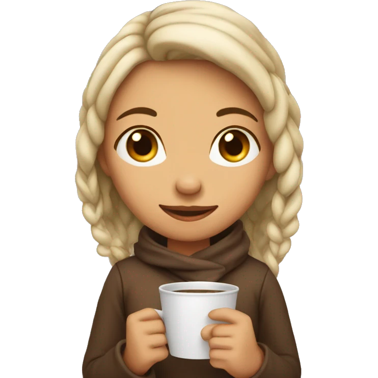 a cozy girl holding cup of a coffe emoji