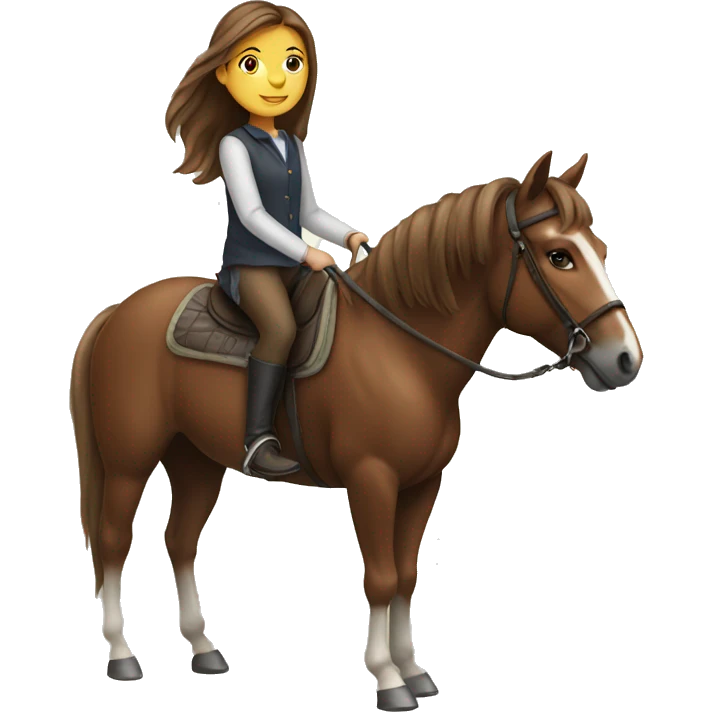 girl with brown hair riding a horse emoji