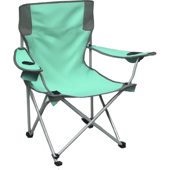 Realistic mint green camping folding chair isolated.  emoji