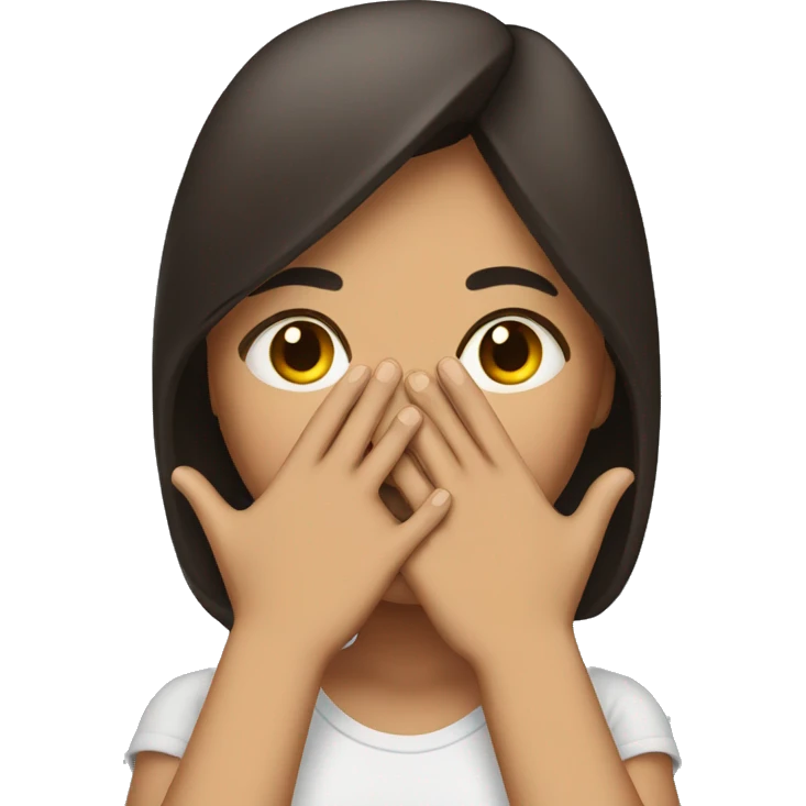 Brunette girl with her Hands covering her mouth emoji