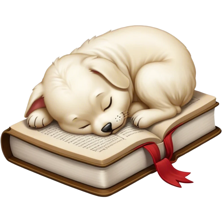 White malteser sleeping on a Bible  emoji