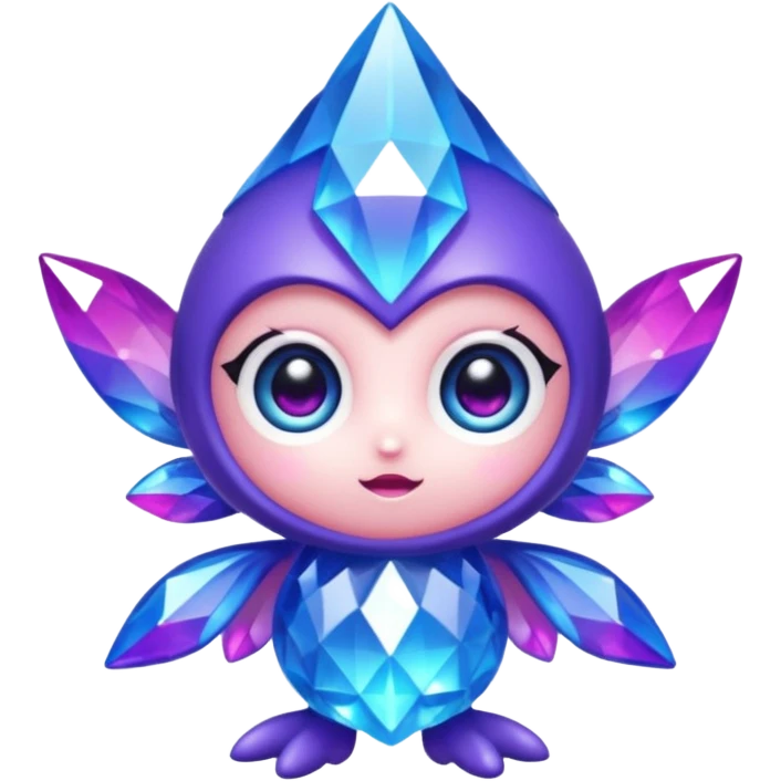 kawaii chibi style crystal sprite creature that is purple, blue, and pink  emoji