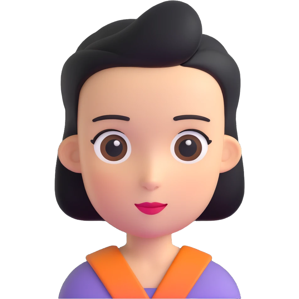 girl character with flat top head emoji