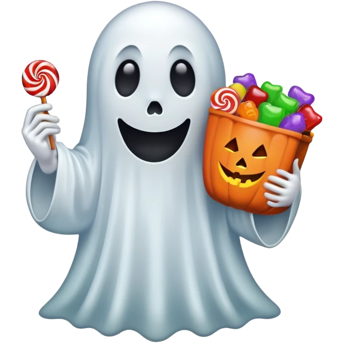ghost giving out candy for Halloween emoji