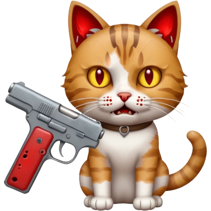 A cat with a gun with blood emoji