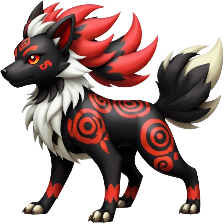 Shiny Gothic Exotic Punk’ish Cool Colorful Epic Futuristic Houndoom-Arcanine-Zorua-Torracat-Pokémon-Fakémon-hybrid-creature emoji