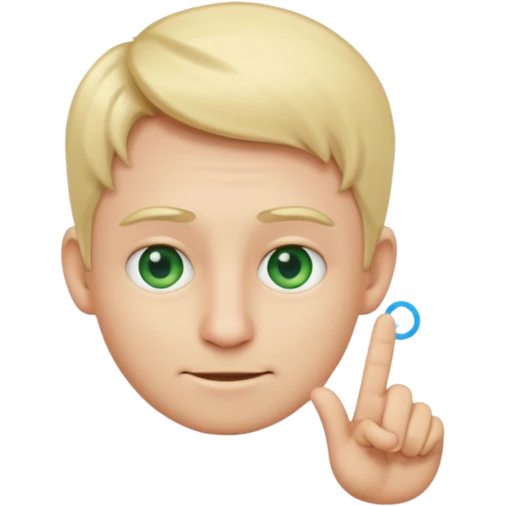 a emoji with two fingers in his nose, make him have a natural white skincolour and blonde hair, blue/green eyes emoji