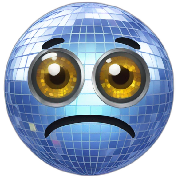 Disco ball with eyes and mouth emoji