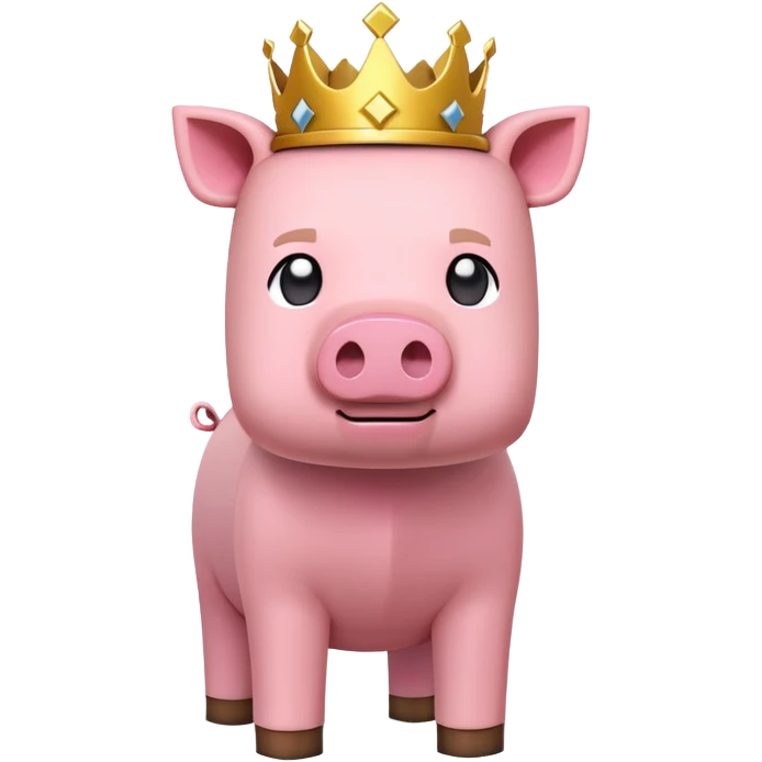 minecraft pig full body pink blocky animal with square head wearing a crown emoji