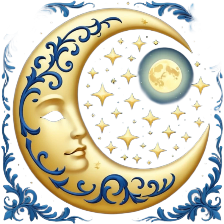 Orientalist antique ancient Egyptian style  Damask moon emoji