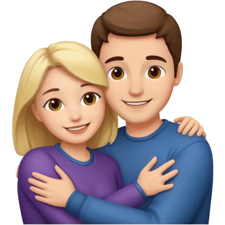 couple hug with warm smiles emoji