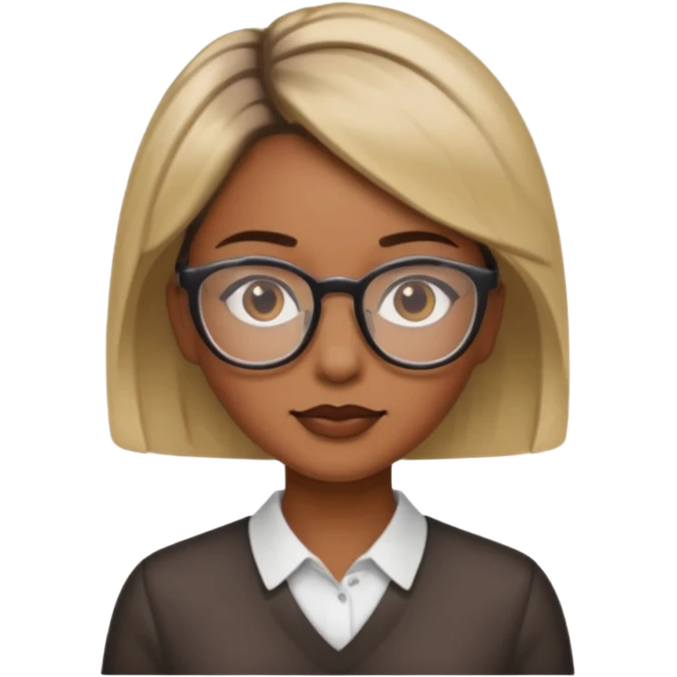 женщина с короткими светлыми волосами и темными корнями в очках и карими глазами emoji