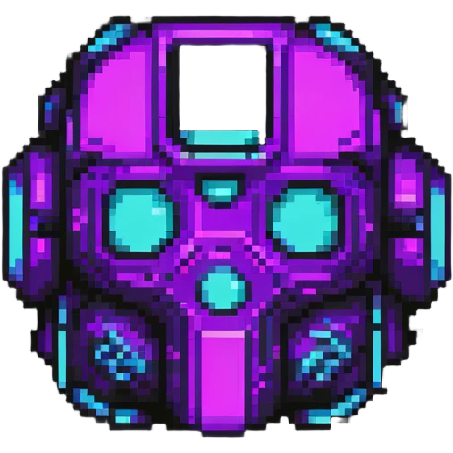 futuristic cyberpunk pixel art icon, vivid neon colors purple magenta cyan, minimal expressive design, 32x32, centered, high contrast, transparent background, no text, suitable for dark background, song title symbol emoji