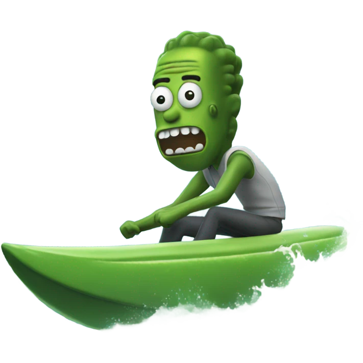 Pickle rick riding a wave emoji