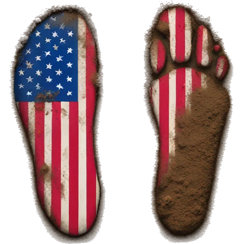 american flag with dirt footsteps on it emoji
