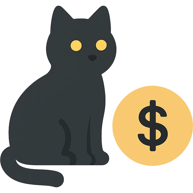 black cat waiting for salary emoji