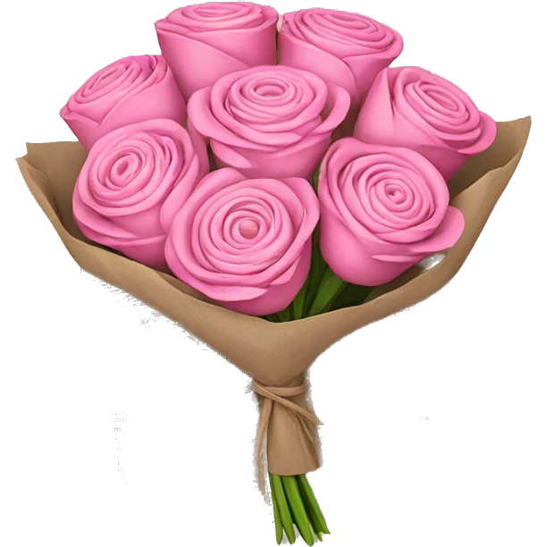 A bouquet of pink flowers wrapped in newspaper emoji