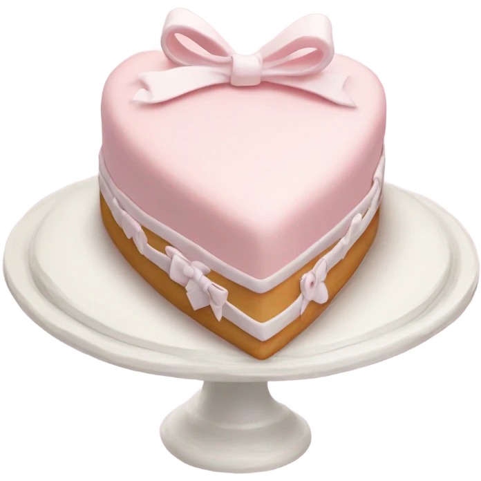 Pastel pink heart shaped cake with fancy white icing and bows emoji