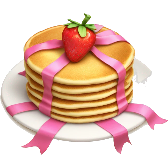 Pancake with strawberry filling, and on top there is a pink ribbon emoji