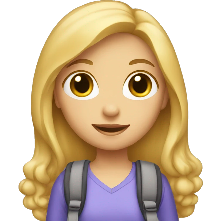 girl with blond hair holding a school bag emoji