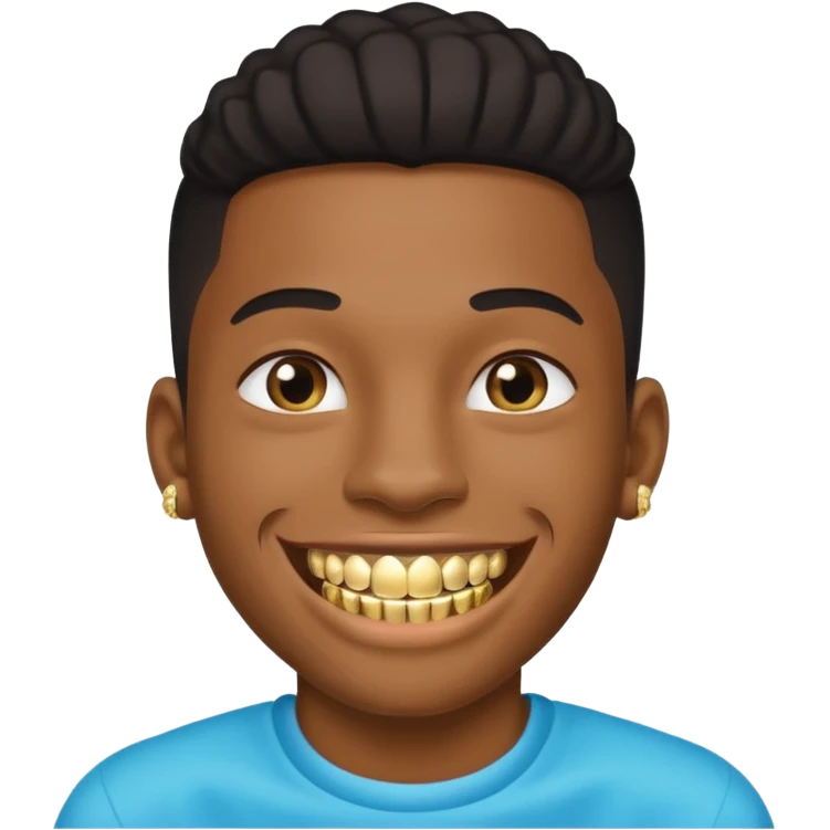 Black young guy with a diamond grillz in her tooth emoji