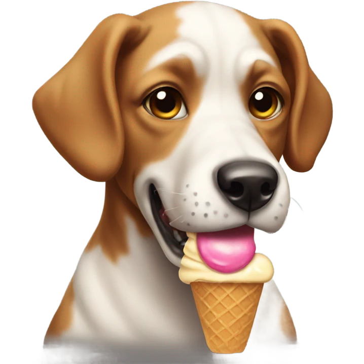 Ice cream eating dog emoji