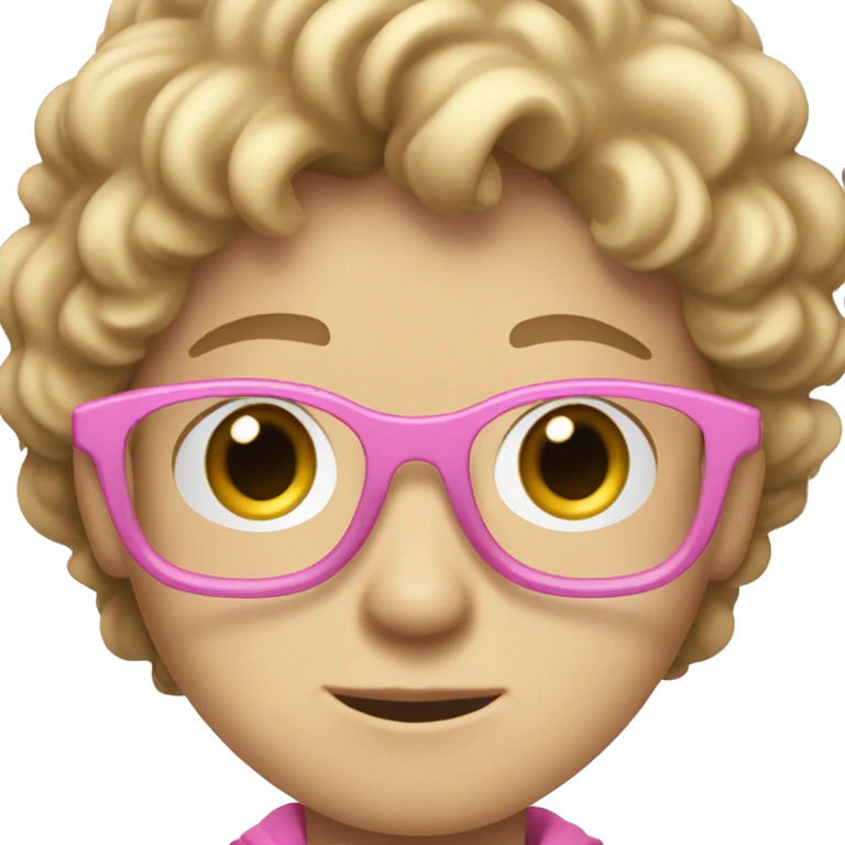 14 year old white boy with brown eyes and hair. Glasses and hair is wavy but short. Has fringe and it falls to one side of face a bit. Wearing pink hoodie. emoji