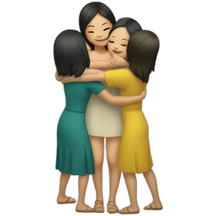 Four girls hugging in Vietnam  emoji