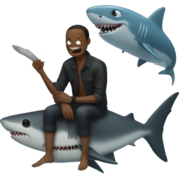 Death sitting with a shark emoji