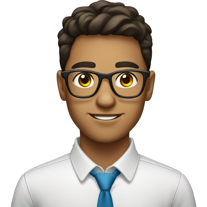 young man of about 20 years old, networker and trader with glasses stand emoji