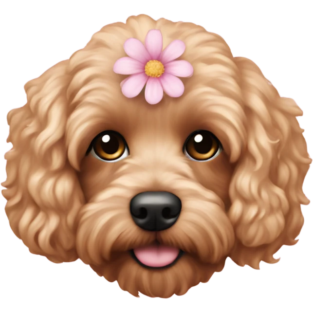  Cavapoo with light pink flower  emoji