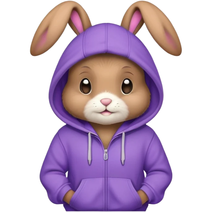 Brown Bunny wearing a Purple Hoddie emoji