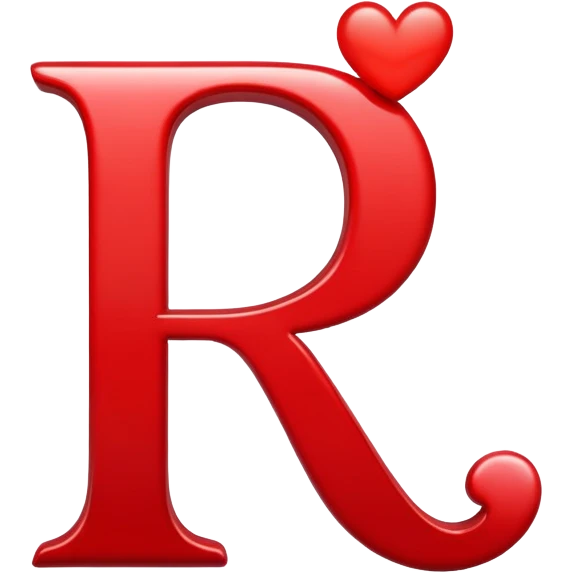 The letter R with hearts around it emoji
