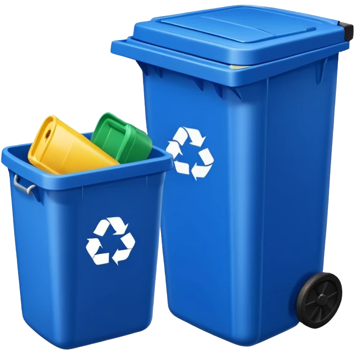 BLUE TRASH BIN NEXT TO GREEN RECYCLING BIN emoji