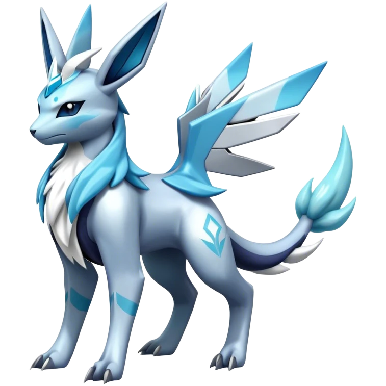 Futuristic Kyurem-Glaceon-dialga-suicune-hybrid, full body emoji