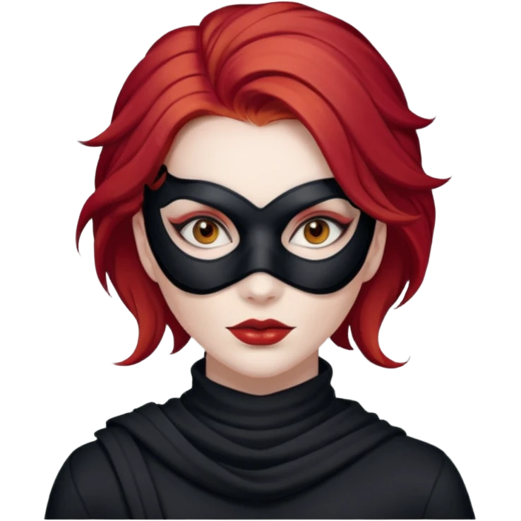 woman thief chic with mask and red hair emoji