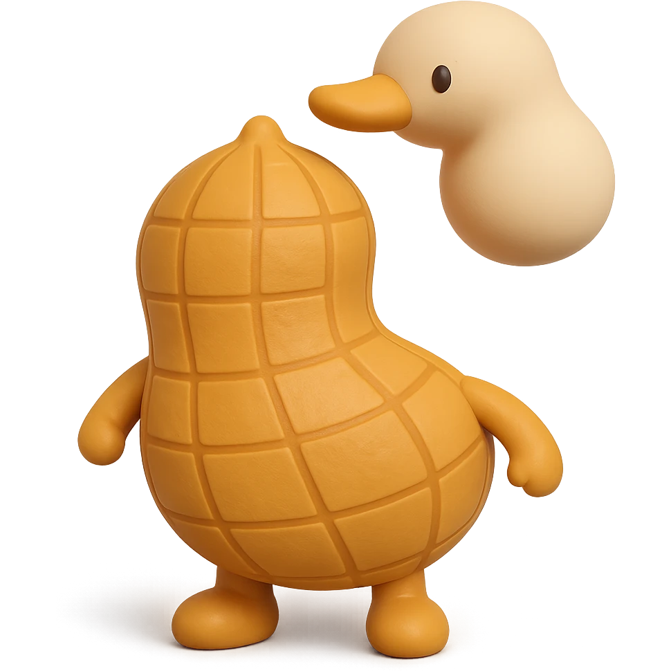 Add tiny arms and legs to the 3D peanut character with a cartoon-style shell, keep it cute and with no facial expression, maintain transparent background. The style should resemble a cute 3D cartoon peanut with a smooth shell texture and no facial features. emoji