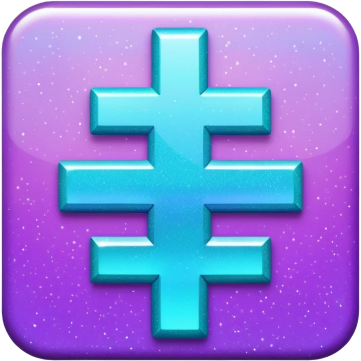 Glitter Purple and Cian plus symbol emoji