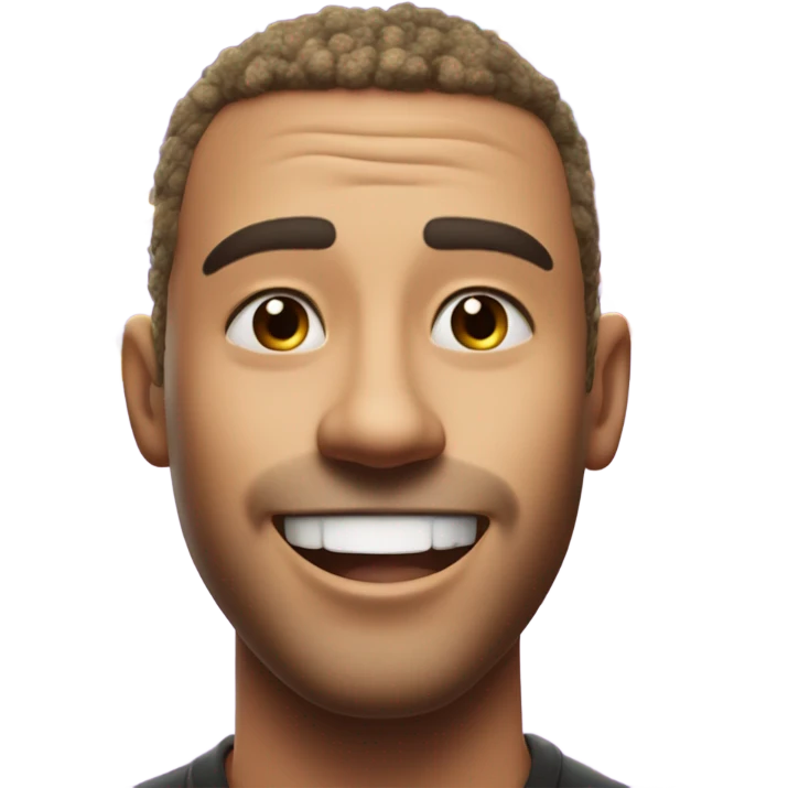 Man jumping with joy, star eyes, confetti burst, happy tears, 3D emoji style emoji