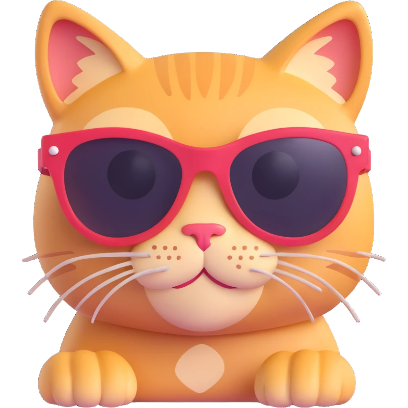 cat wearing sunglasses, vibrant and fun emoji