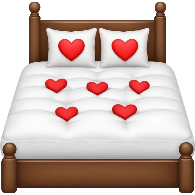 fully white bed with hearts emoji