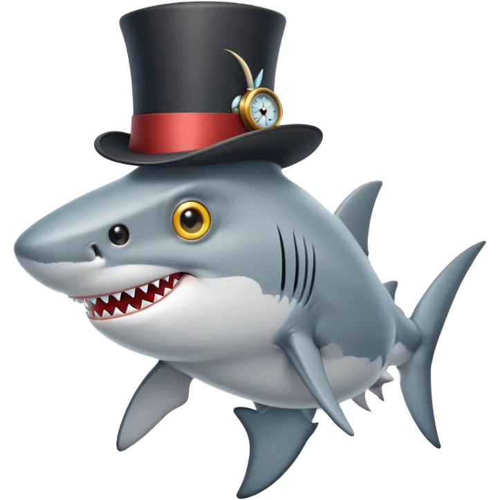 shark wearing a top hat and monocle emoji