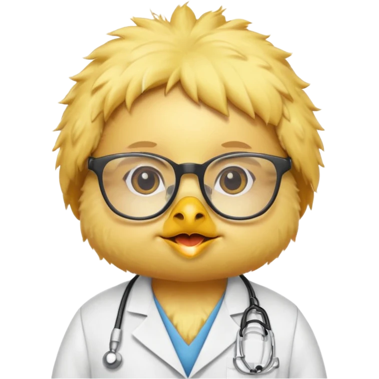 chick animal with glasses, wearing doctor uniform emoji