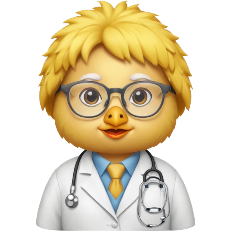 chick animal with glasses, wearing doctor uniform emoji