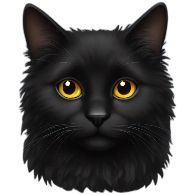 black fluffy cat with gold eyes emoji