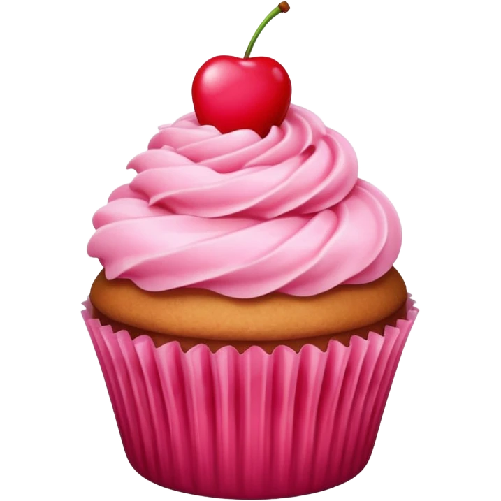 cupcake with pink icing and cherry on top emoji