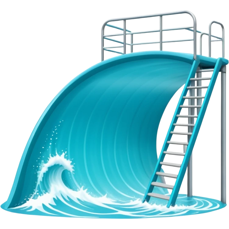An artificial wave pool with turquoise blue water creating a perfect wave for surfing, surrounded by a gentle edge, with a ladder. emoji